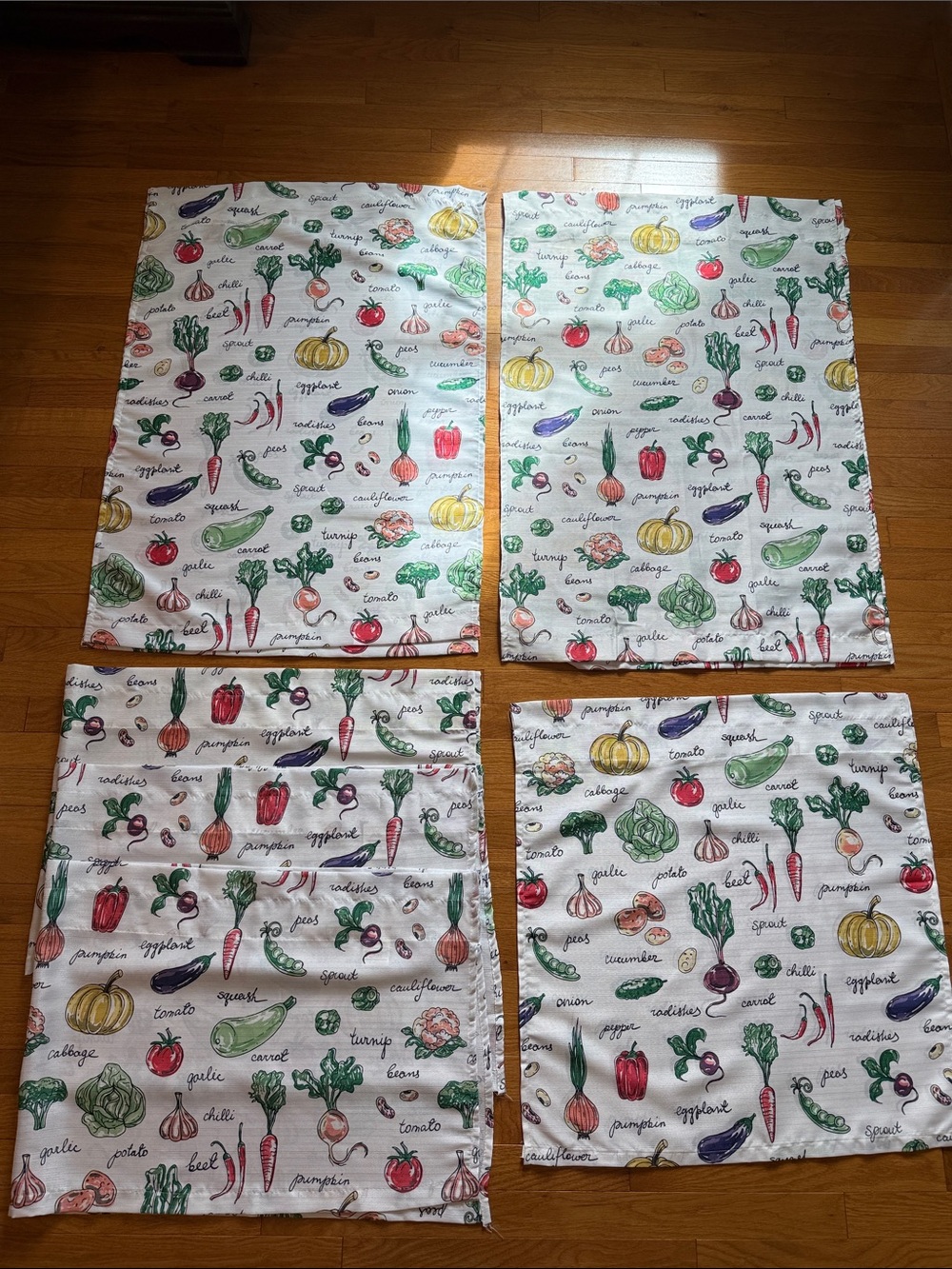 Lot of 9 pcs. ~ Vegetable Print Kitchen Curtains Tiers & Veggie Valances